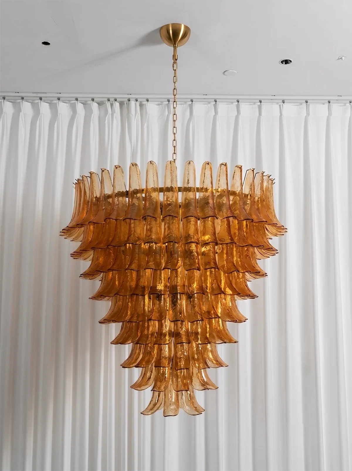 Solene Amber Glass Petal Chandelier