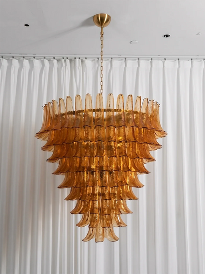 Solene Amber Glass Petal Chandelier