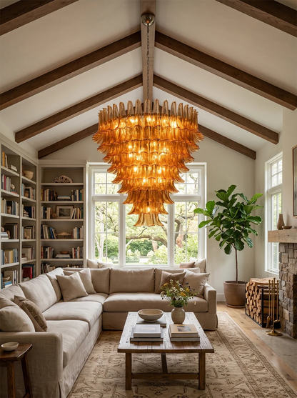 Solene Amber Glass Petal Chandelier
