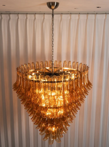 Solene Amber Glass Petal Chandelier