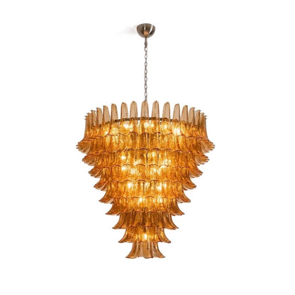 Solene Amber Glass Petal Chandelier