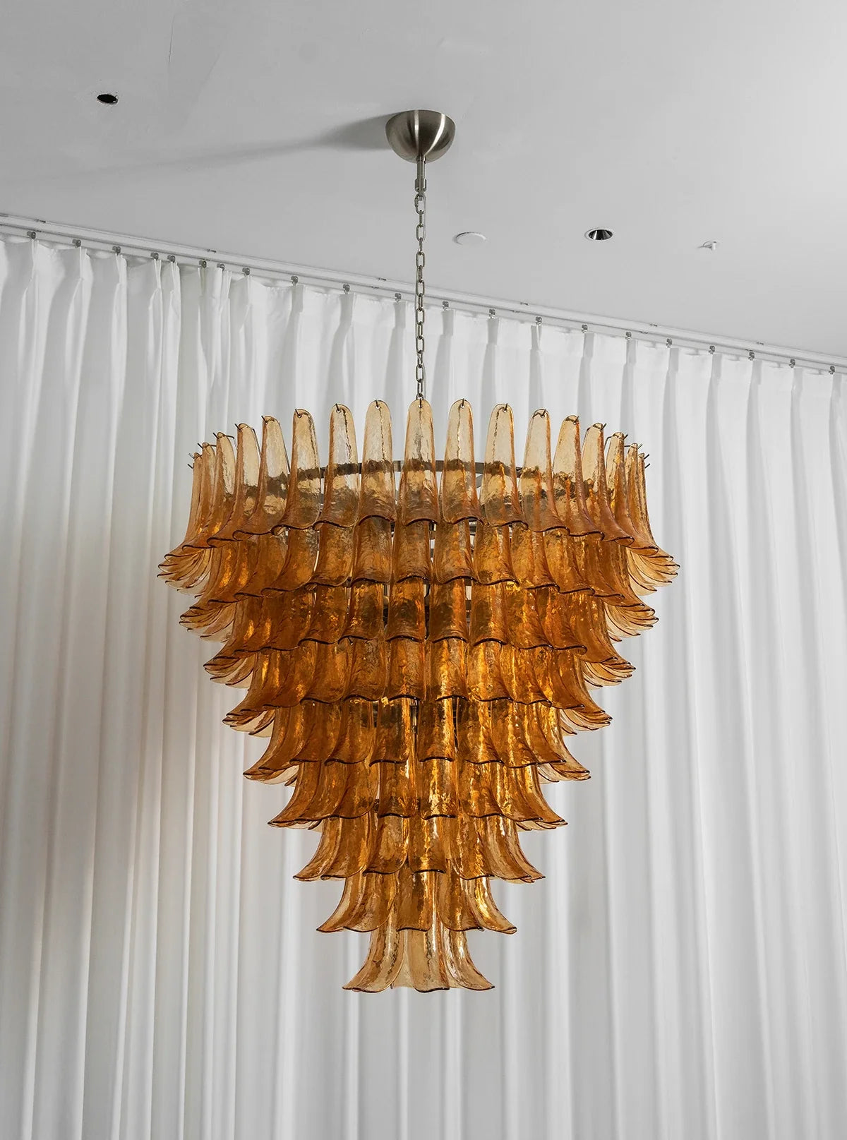 Solene Amber Glass Petal Chandelier