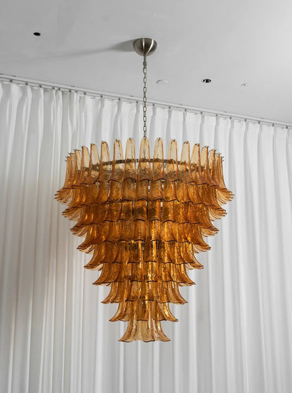 Solene Amber Glass Petal Chandelier