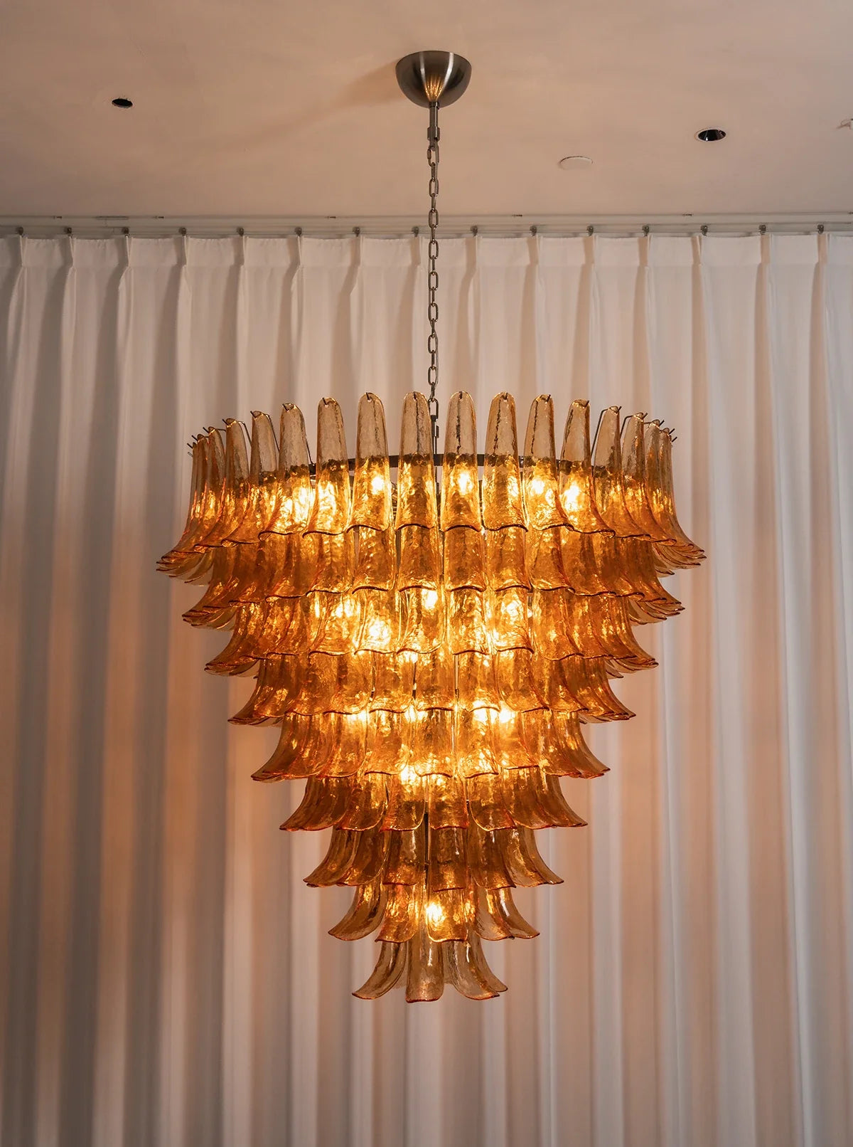 Solene Amber Glass Petal Chandelier