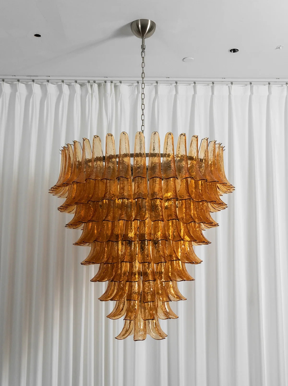 Solene Amber Glass Petal Chandelier