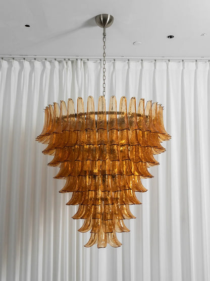 Solene Amber Glass Petal Chandelier