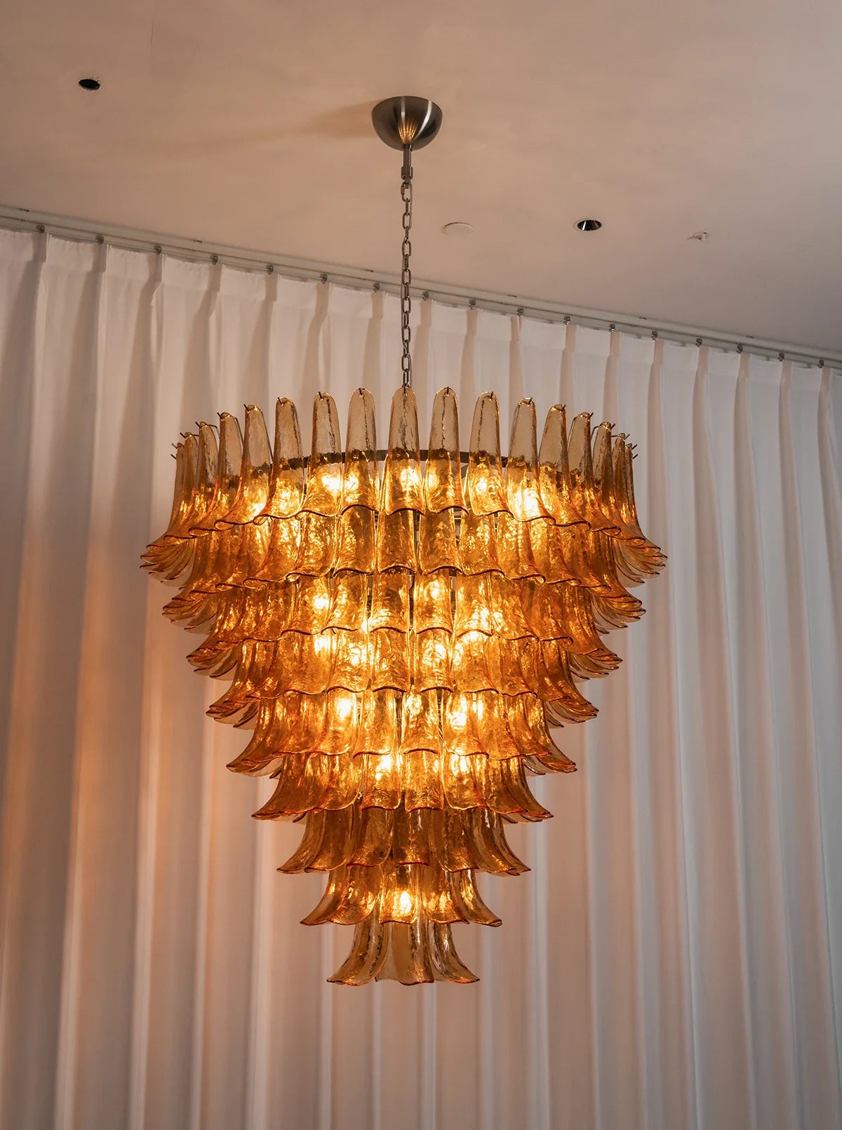 Solene Amber Glass Petal Chandelier