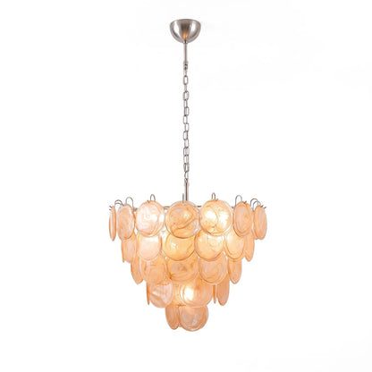 Solene Amber Swirl Glass Disc Chandelier