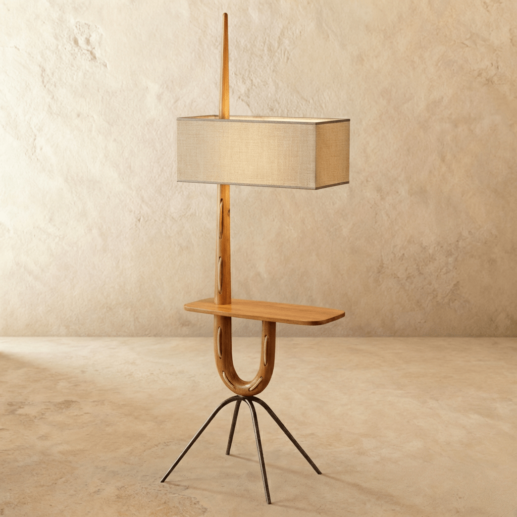 Solvaana Floor Lamp With Side Table - Nuvé