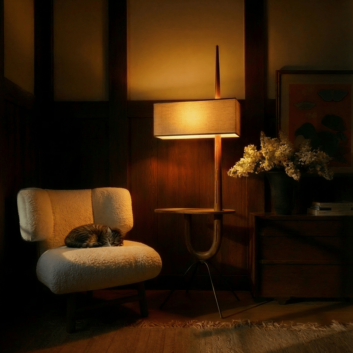 Solvaana Floor Lamp With Side Table - Nuvé