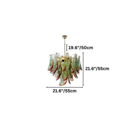 Soynix Chandelier by Residence Supply featuring Murano glass with elegant, intricate glass design and dimensions visible.