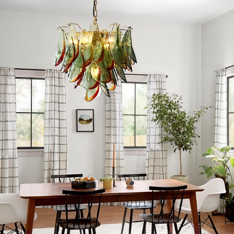 Elegant Soynix Chandelier by Residence Supply featuring Murano glass, ideal for stylish dining room lighting.