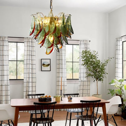 Elegant Soynix Chandelier by Residence Supply featuring Murano glass, ideal for stylish dining room lighting.