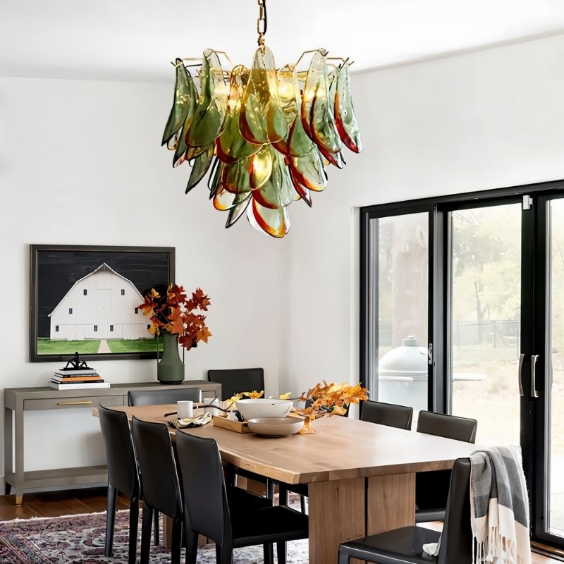 Soynix Chandelier by Residence Supply featuring Murano glass with elegant design, perfect for dining room lighting.