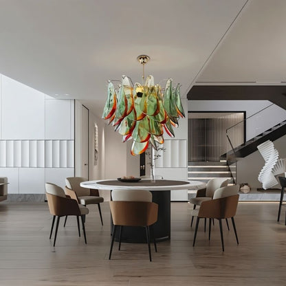 Soynix Chandelier by Residence Supply featuring elegant Murano glass design for dining room lighting.