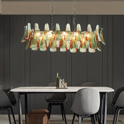 Soynix Chandelier by Residence Supply featuring Murano glass design, ideal for elegant dining room lighting.