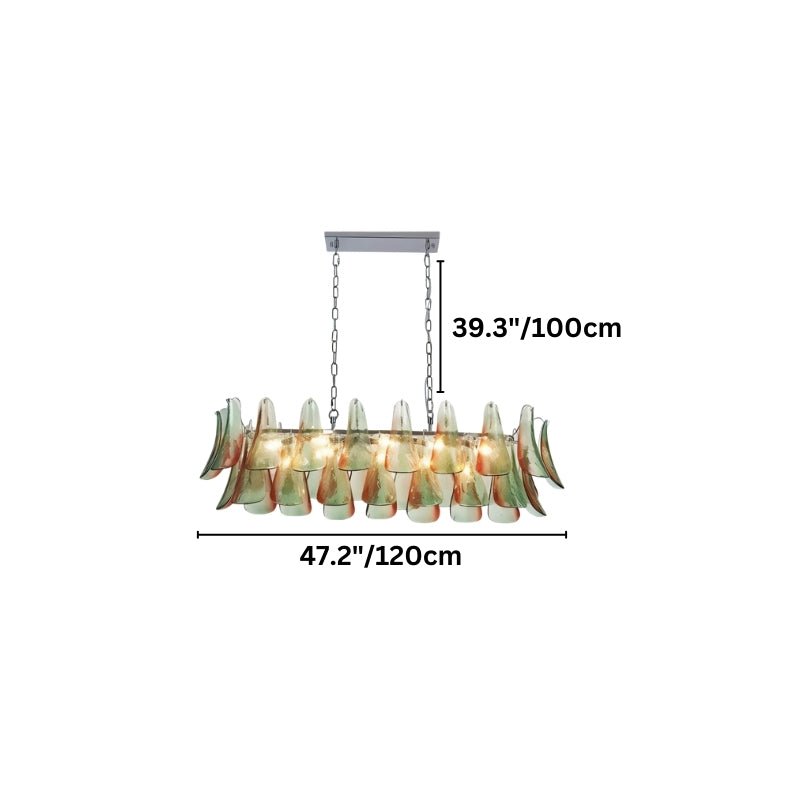Large Residence Supply Soynix Chandelier with Murano glass, linear design, showcasing elegant glass craftsmanship and modern style.