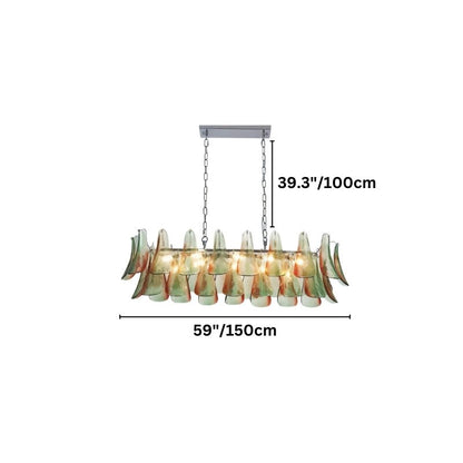 Large Residence Supply Soynix Chandelier with Murano glass, linear design, showcasing elegant glass detailing.
