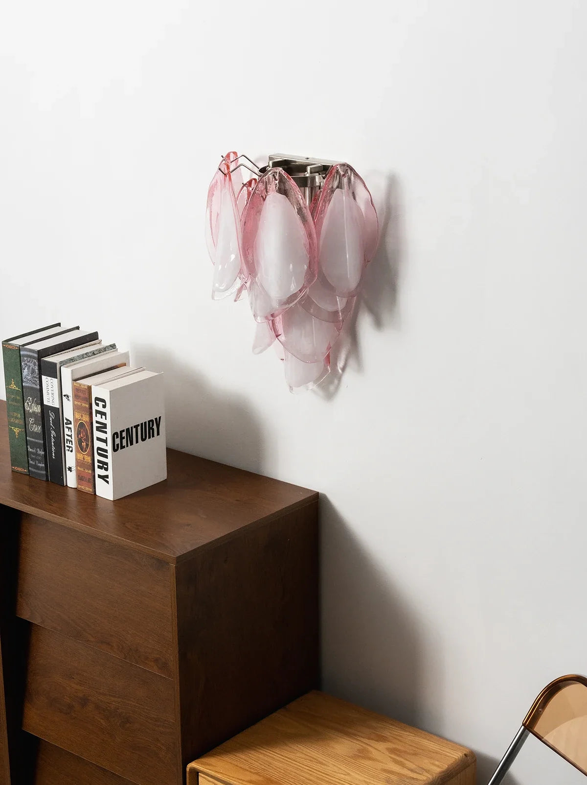 Pink Lotus Textured Glass Wall Sconce