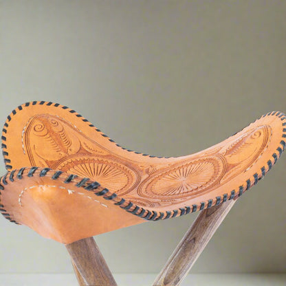 Caballero | Hand-tooled Leather Picnic Stool - Nuvé