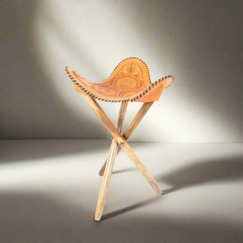 Caballero | Hand-tooled Leather Picnic Stool - Nuvé