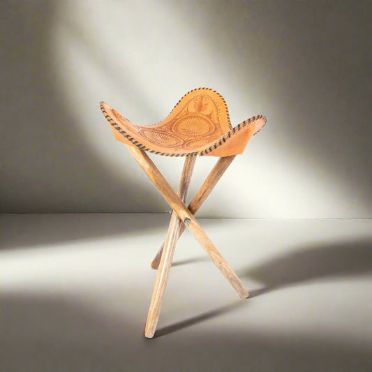 Caballero | Hand-tooled Leather Picnic Stool - Nuvé
