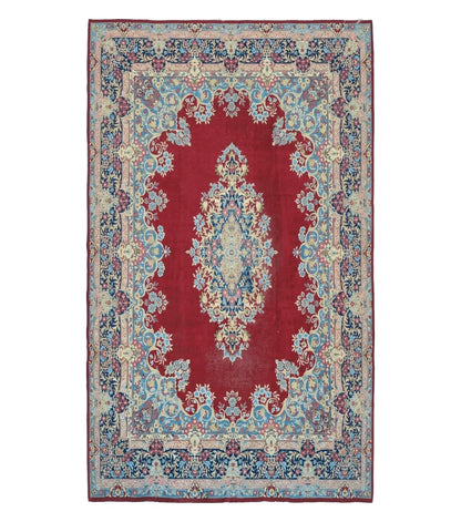 Antique Persian Kirman Rug 10x17 Oriental Carpet 10 x 17, Red, Multicolor, Namazian Signature Master Weaver, Shabby Chic, Semi Open Field