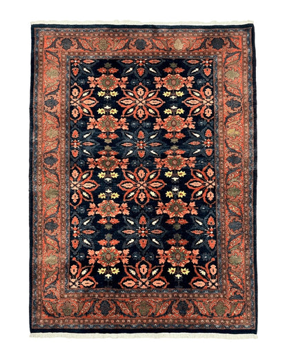 Wonderful Persian Rug 7x10, Navy Blue and Red, Allover Floral Pattern, Bidjar Carpet, Authentic Oriental Rug 7 x 10, Wool Hand Knotted Rug