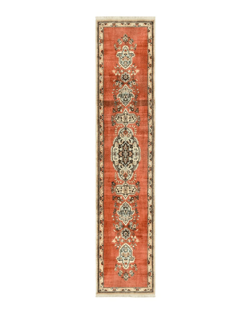 Persian Tabriz Runner Rug 3 x 12, Open Field, Terracotta