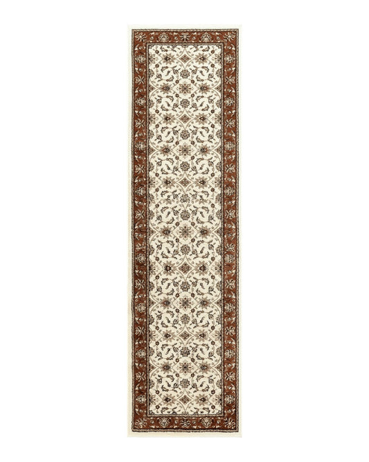 Runner Rug 2 x 7.6, Skinny Runner, Oriental Rug for Hallway, Ivory & Rust Red, Floral Allover