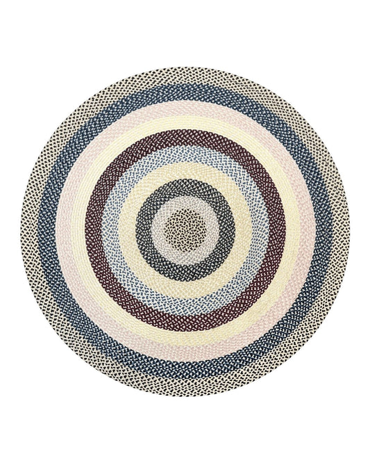 Round American Braided Rug 9x9 ft, Large Round Vintage Braided Rug, Multicolor