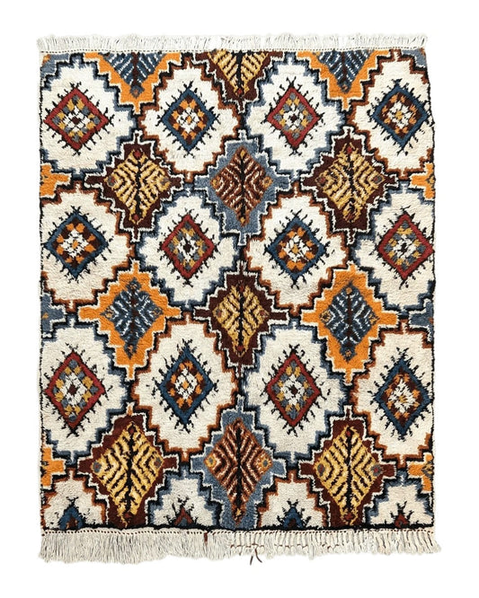 Moroccan Rug 5.9 x 7.6, Colorful Geometric Panel, Soft Wool, Handmade, Multicolor, Vintage Moroccan Carpet, Berber Rug, Rabat Rug