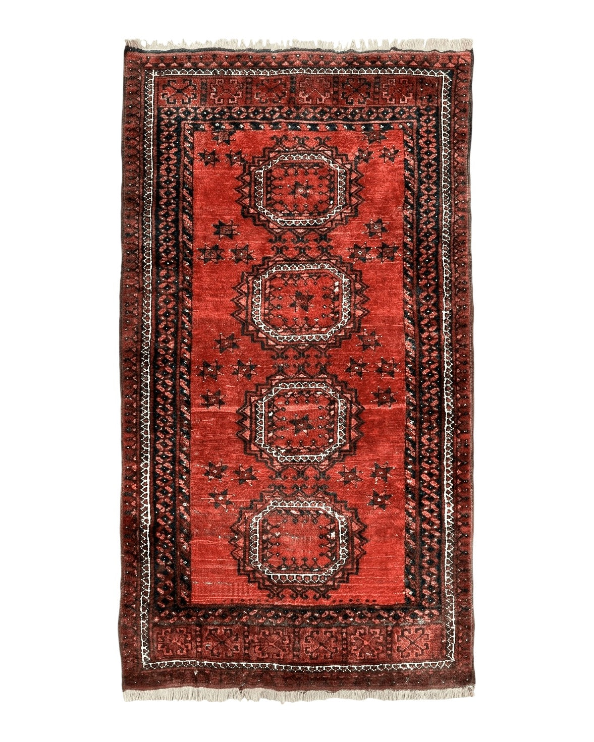 Afghan Rug 3x6, Semi Antique Vintage Oriental Carpet, Wool Handmade Red Rug, Tribal Rug, Afghan Beshir Rug