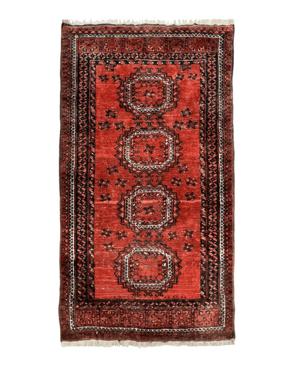 Afghan Rug 3x6, Semi Antique Vintage Oriental Carpet, Wool Handmade Red Rug, Tribal Rug, Afghan Beshir Rug