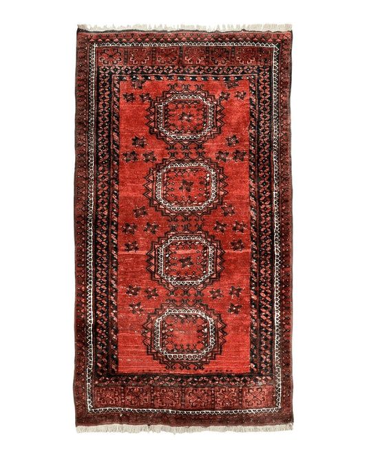 Afghan Rug 3x6, Semi Antique Vintage Oriental Carpet, Wool Handmade Red Rug, Tribal Rug, Afghan Beshir Rug