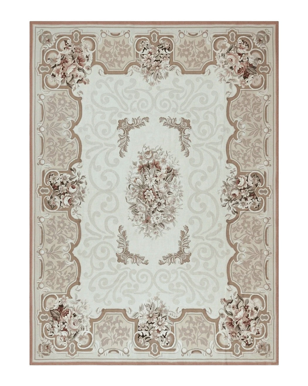 10x14 Aubusson Rug, Wool Handmade Vintage Carpet, French European Design, Elegant