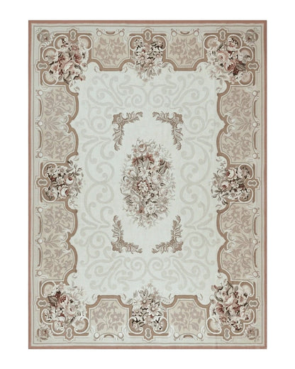 10x14 Aubusson Rug, Wool Handmade Vintage Carpet, French European Design, Elegant