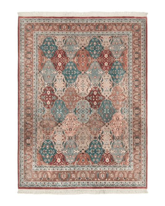 Sino Persian Rug 10x14, Multicolor Panel Design, Wool Handmade Vintage Large Rug