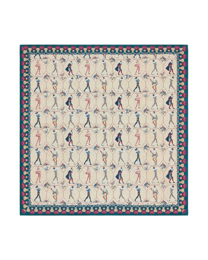 Square Tapestry 5x5, Wall Hanging, Human Pictorials, Court Jesters, Vintage