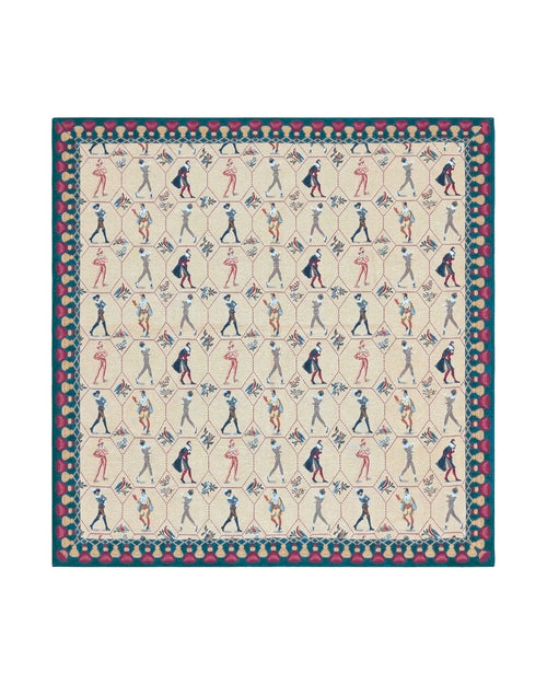 Square Tapestry 5x5, Wall Hanging, Human Pictorials, Court Jesters, Vintage