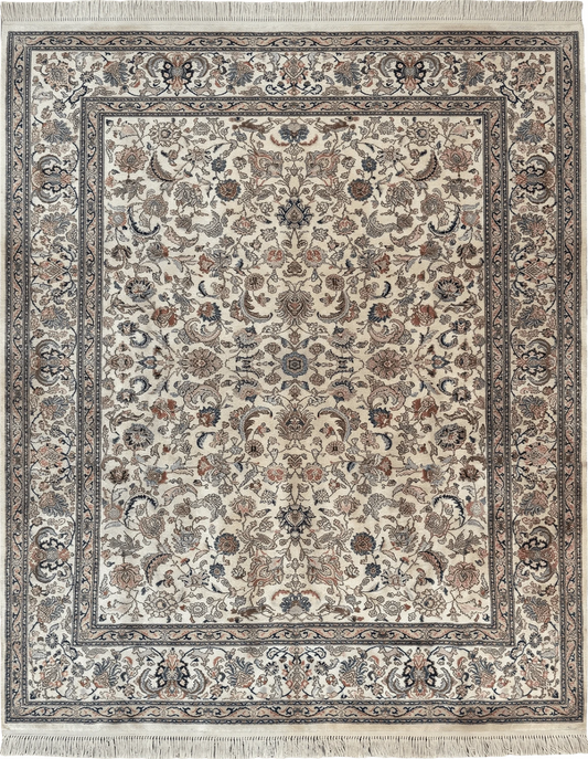 Karastan Rug #738 Tabriz Design 8.8 x 10.6, Room Sized Wool Pile Karastan Carpet, Vintage Discontinued Karastan Area Rug, Ivory, Floral Rug