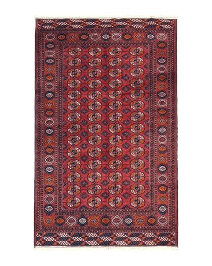 Antique Persian Turkoman Bokhara Rug 7x11, Tribal Rug, Red