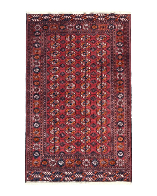 Antique Persian Turkoman Bokhara Rug 7x11, Tribal Rug, Red