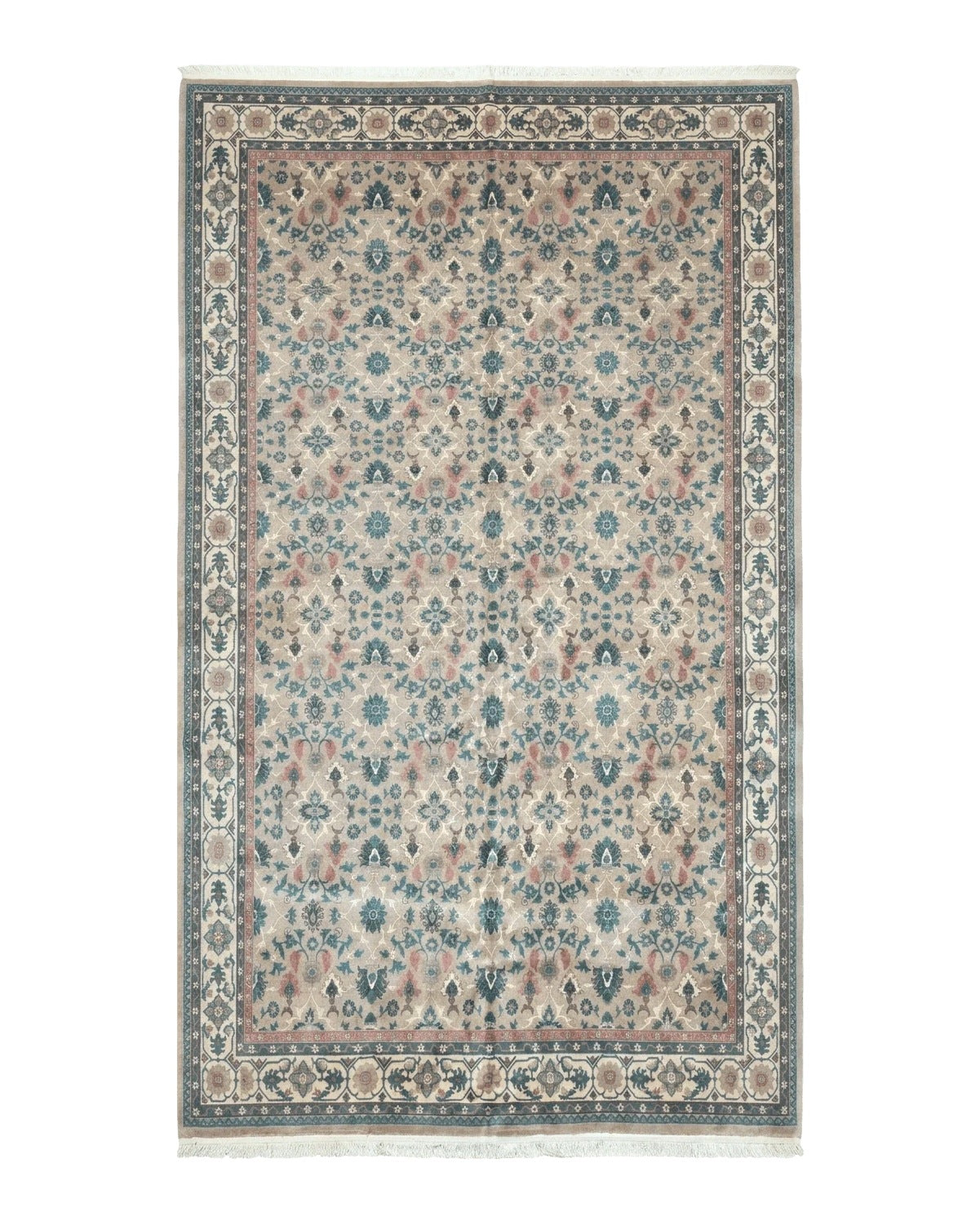 Palace Size Wool Rug 10x18, Sino Persian Kerman Rug, Oversized Hand Knotted Carpet, Light Taupe, Allover Pattern