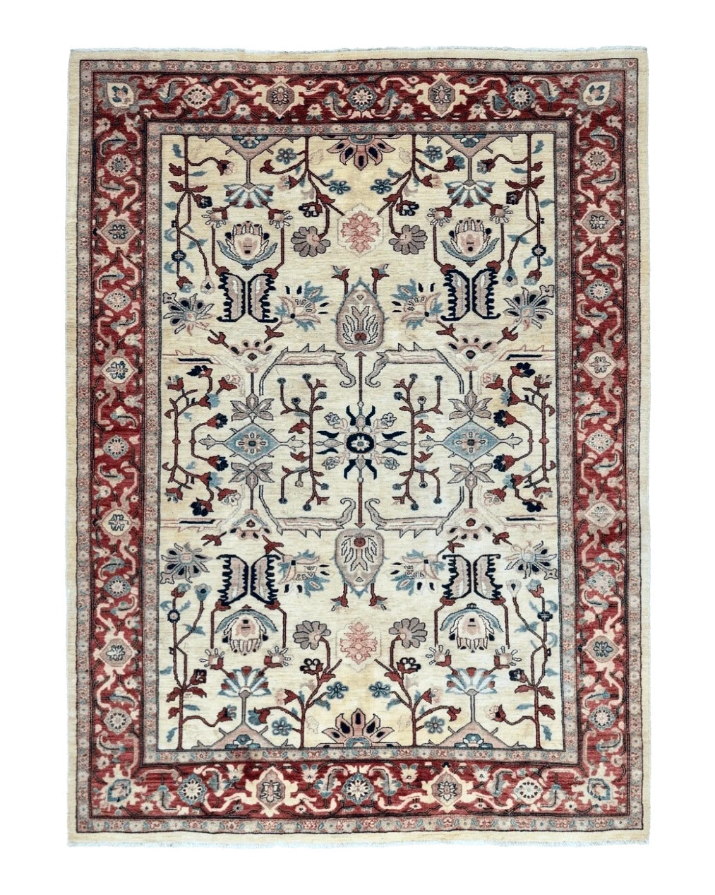 Peshawar Rug 10x14, Beige and Rust Red, Large Pak Persian Rug, Pakistani Rug