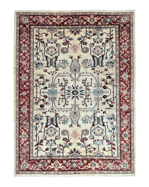 Peshawar Rug 10x14, Beige and Rust Red, Large Pak Persian Rug, Pakistani Rug