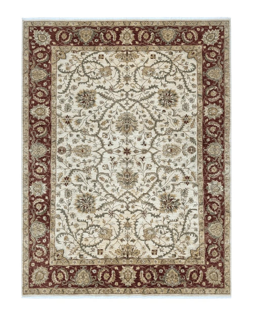 Pakistani Rug 9x12, Floral Allover Peshawar Carpet, Chobi, Beige and Rust Red, Traditional