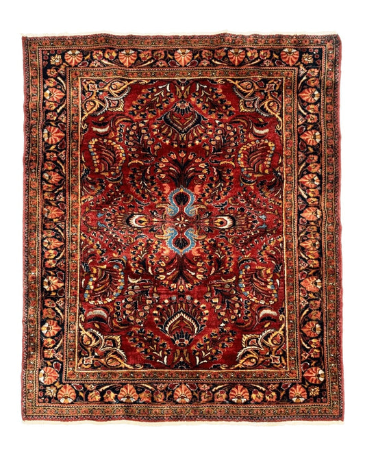 Persian Lilihan Rug 5x6, Red, Floral, Antique Persian Carpet