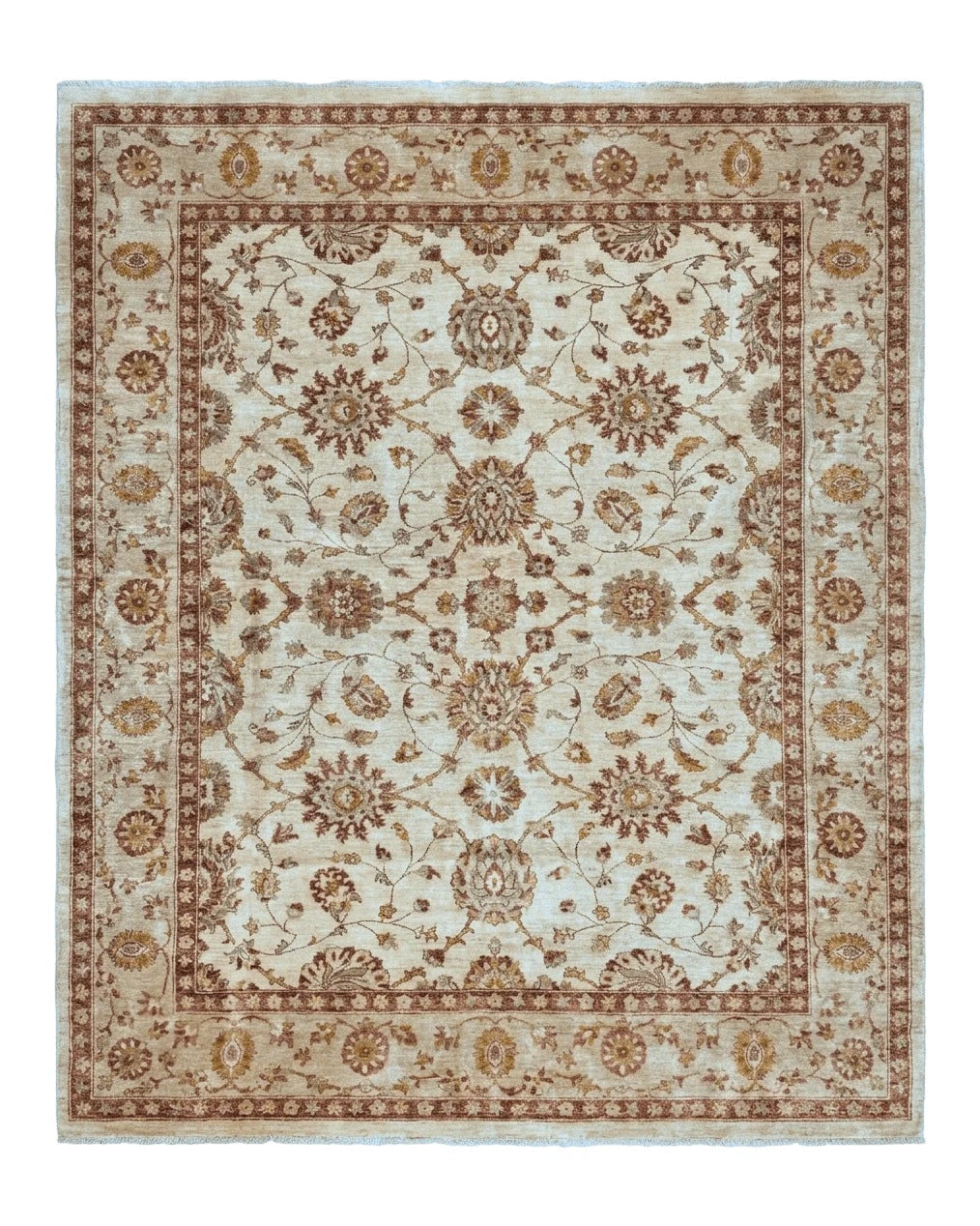 Pakistani Peshawar Rug 8x10, Pak Persian Traditional Oriental Carpet, Handmade, Wool, Allover Pattern