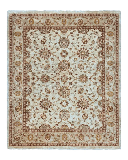 Pakistani Peshawar Rug 8x10, Pak Persian Traditional Oriental Carpet, Handmade, Wool, Allover Pattern